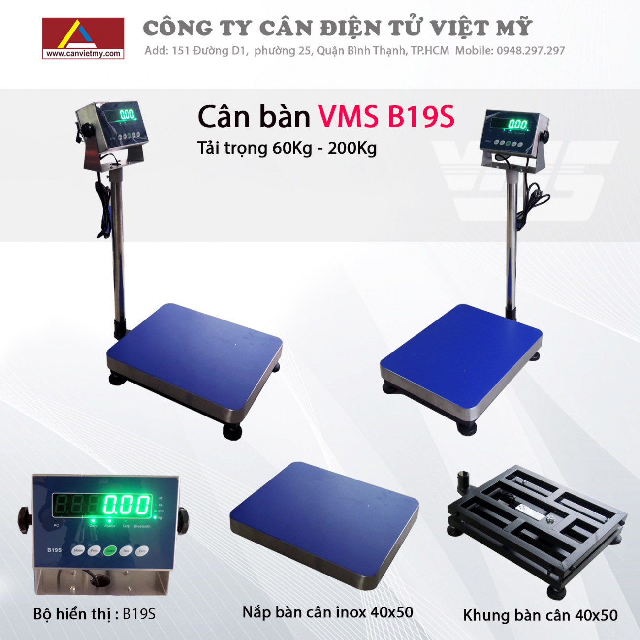 CÂN ĐIỆN TỬ 450KG - VMS B19S slide 0