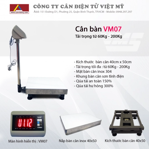 Cân bàn điện tử 300kg VM07 - Slide 1
