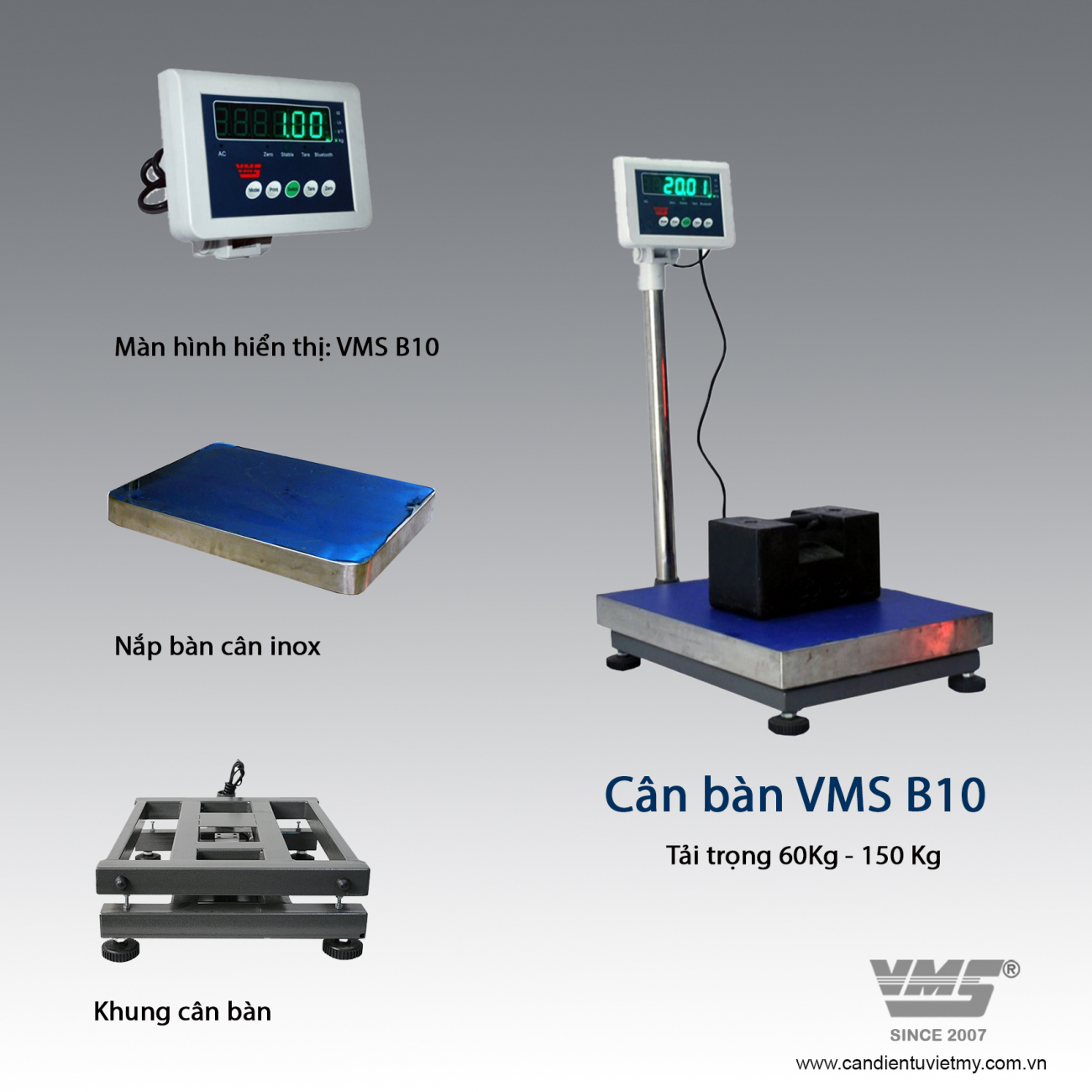Review xe Cân bàn điện tử 100kg - vms b10 - 1