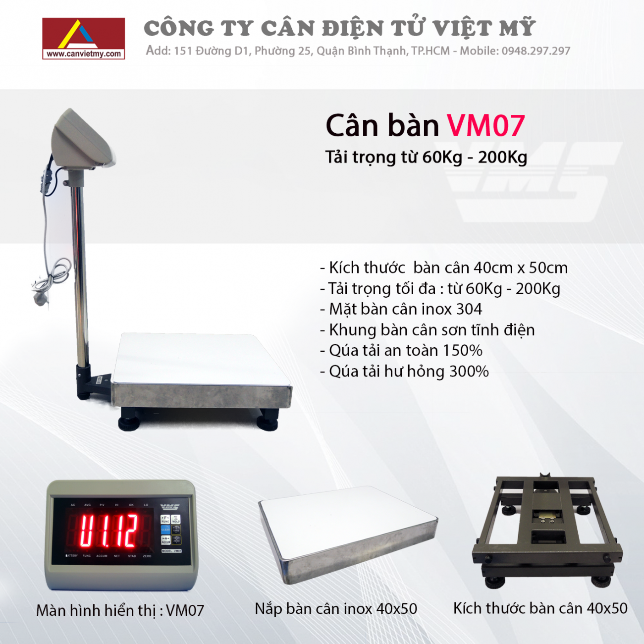 CÂN BÀN ĐIỆN TỬ 150KG - VM07 slide 0
