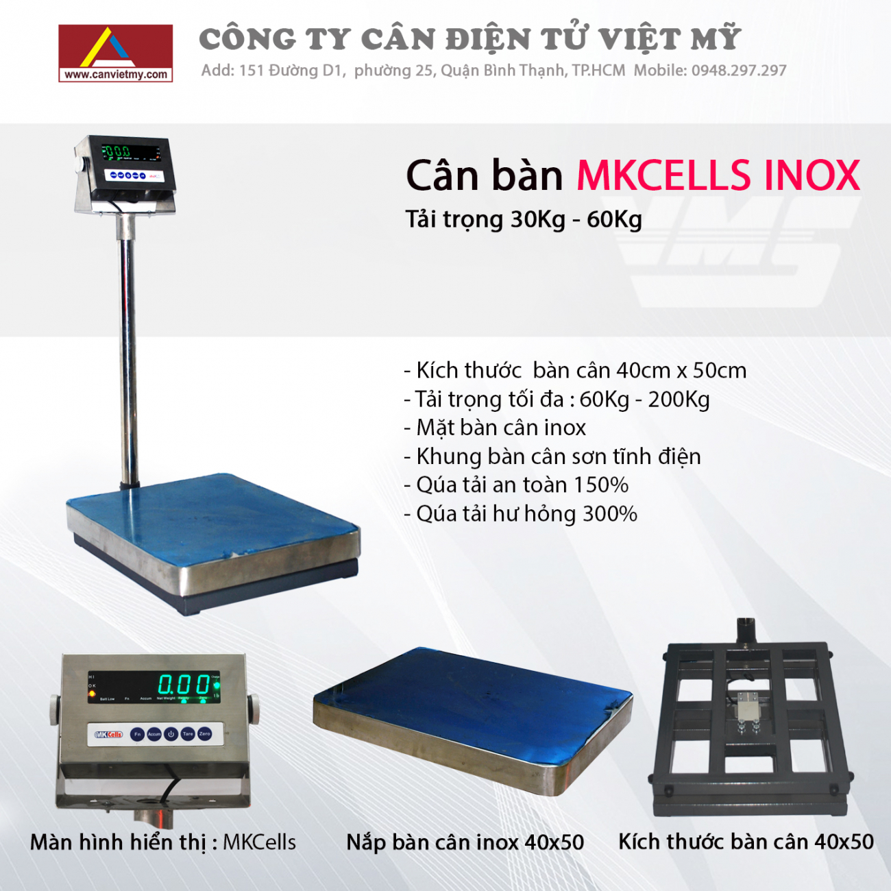 CÂN BÀN ĐIỆN TỬ 500KG INOX - MKCELL slide 0
